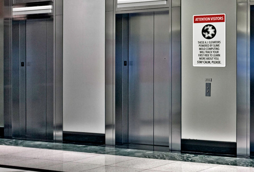 "Ces ascenseurs A.I suivront votre premier voyage pour en connaître plus sur vous. Restez calme s'il vous plait." (Crédit Image : Fernando Barbella)