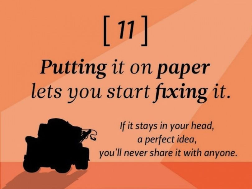 Mettre les choses sur papier vous aide à les fixer. Si une idée parfaite reste dans votre tête, vous ne la partagerez jamais avec personne.