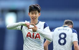 <p>Son Heung-Min celebrates after scoring their team&#8217;s second goal during the Premier League match between Tottenham Hotspur and Leeds United at Tottenham Hotspur Stadium on January 02, 2021 in London, England. (Photo by Tottenham Hotspur FC via Getty Images)</p>
